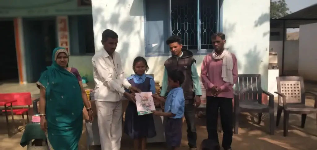 Educational materials distributed to Nandurbar News Today students on daughter's birthday.